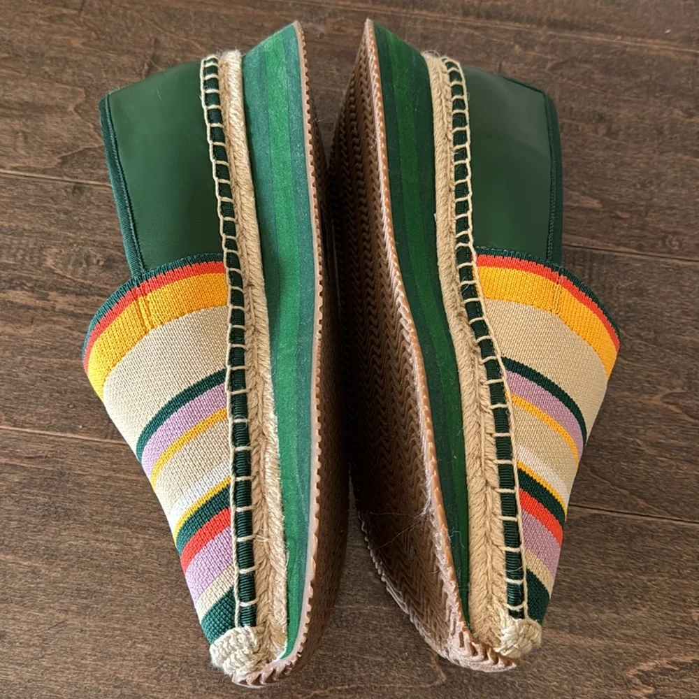Tory Burch Daisy Mixed Material Striped Slip-on Sneaker/Espadrille Size 8.